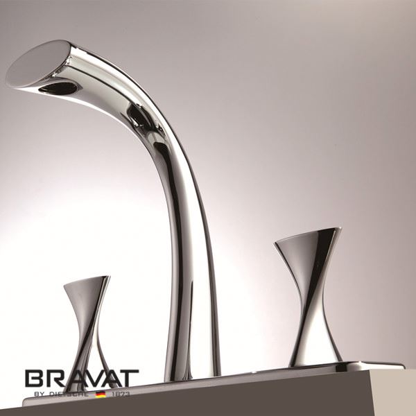 Bravat Chrome Finish Dual Handle Bathroom Sink Faucet